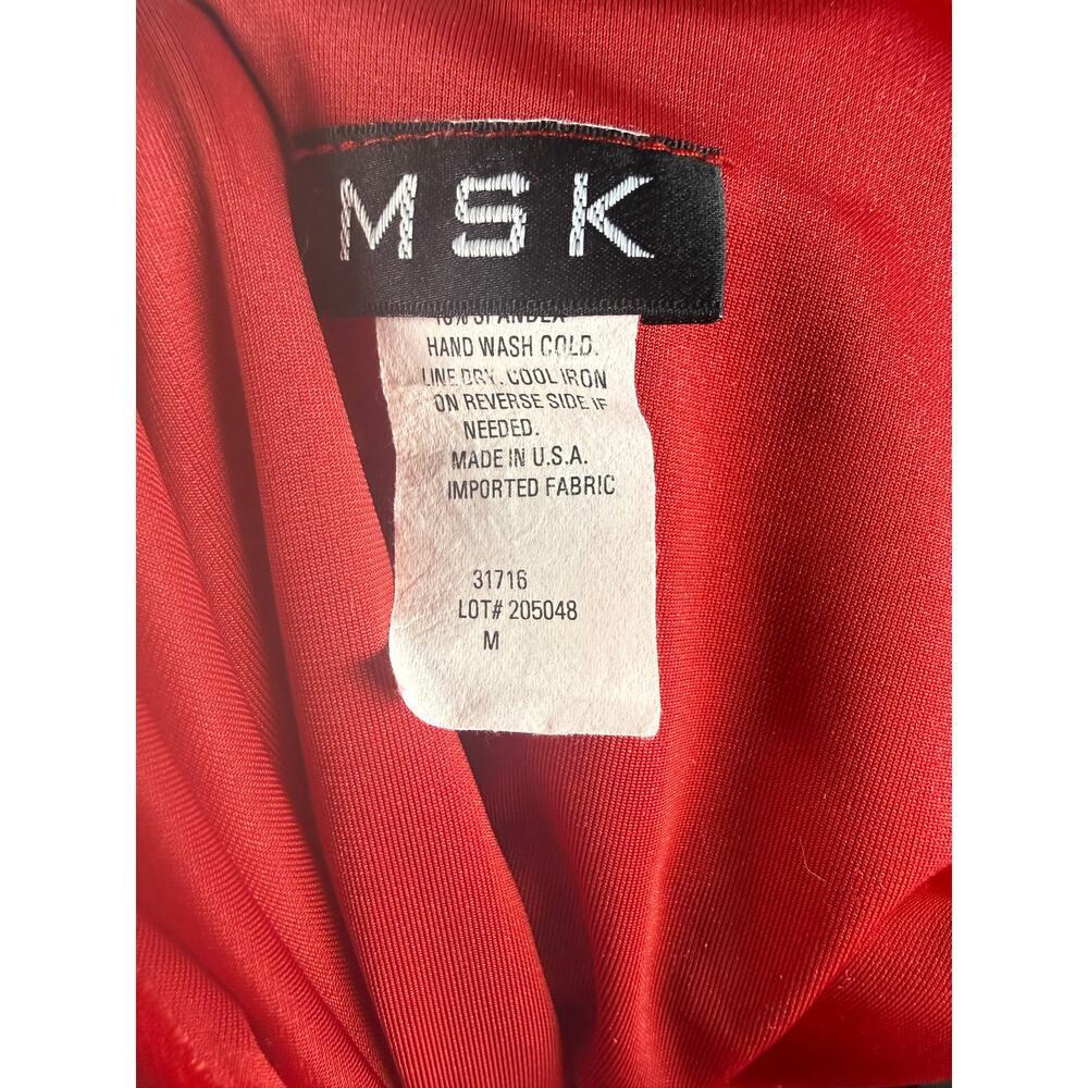 MSK Red Velvet Rosette Off Shoulder Top Romantic Glam Y2K Holiday Party Size M - Picture 5 of 6